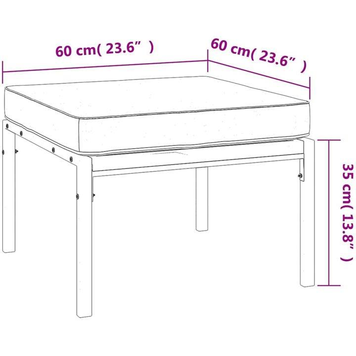 Trädgårdspallar med sandfärgade dynor 2 st 60x60x35 cm stål vidaXL – bild 7