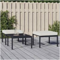 Trädgårdspallar med sandfärgade dynor 2 st 60x60x35 cm stål vidaXL