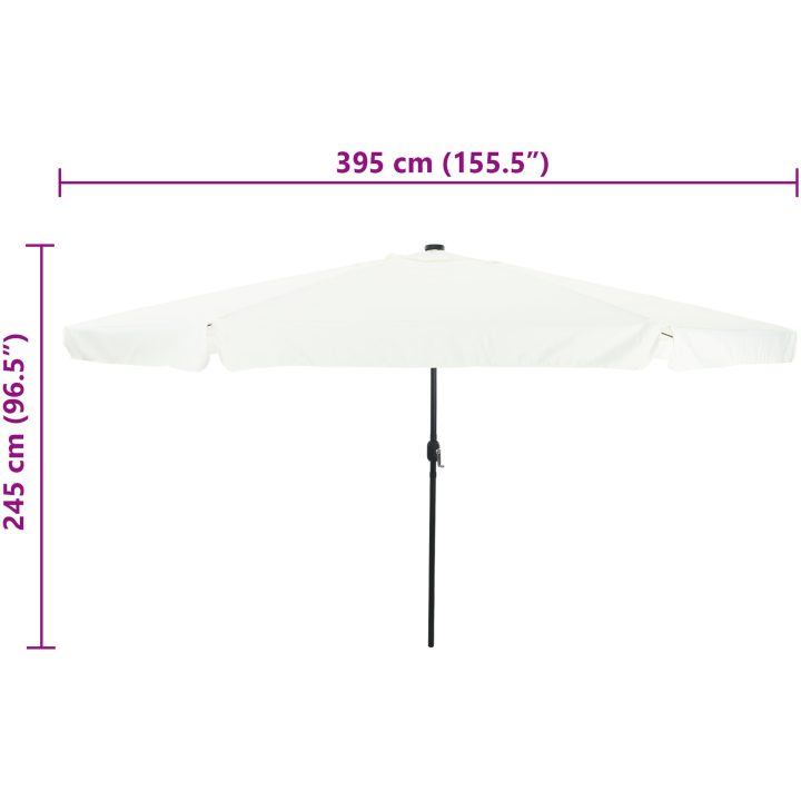 Trädgårdsparaply med LED-lampor 395x245 cm Sandvit vidaXL Large – bild 8