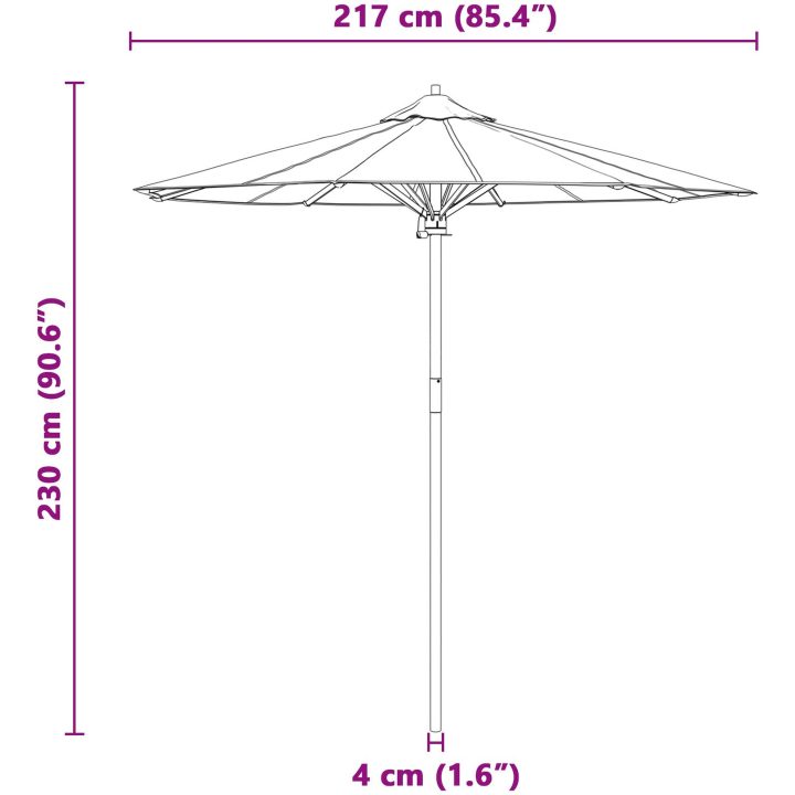 Trädgårdsparasol Cremevit 217x230 cm Bambu vidaXL 217 x 217 x 230 cm – bild 7