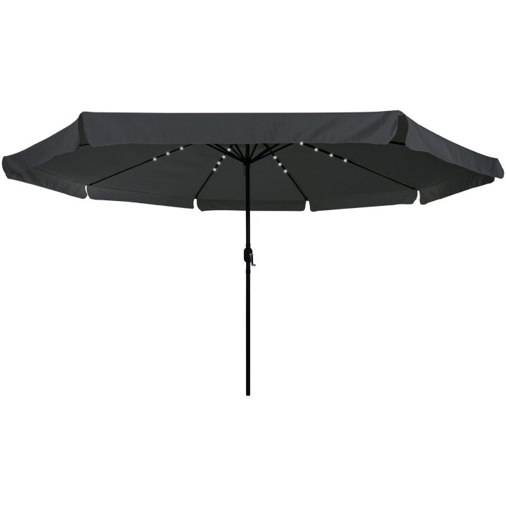 Trädgårdsparasol med LED-lampor ø395x245 cm Antracit vidaXL Large – bild 3