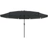 Trädgårdsparasol med LED-lampor ø395x245 cm Antracit vidaXL Large – miniatyr 4