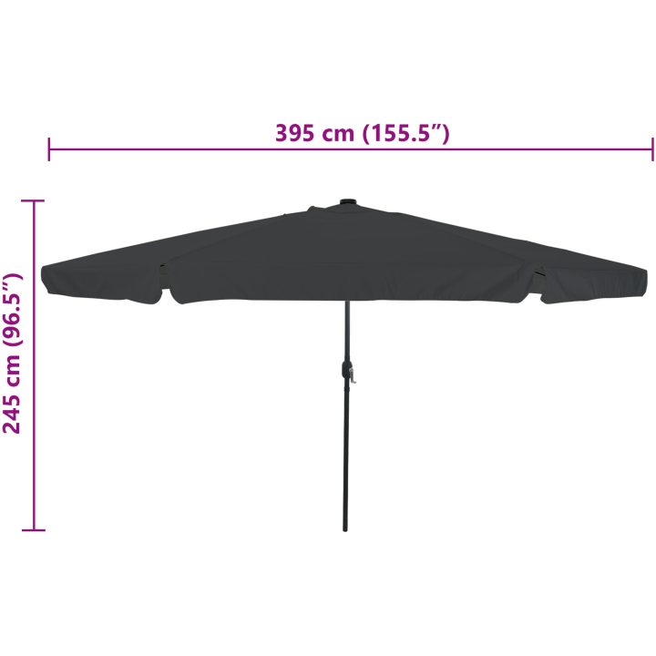 Trädgårdsparasol med LED-lampor ø395x245 cm Antracit vidaXL Large – bild 8
