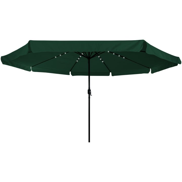 Trädgårdsparasol med LED-lampor ø395x245 cm Grön vidaXL Large – bild 2