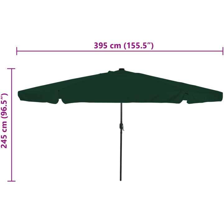 Trädgårdsparasol med LED-lampor ø395x245 cm Grön vidaXL Large – bild 6
