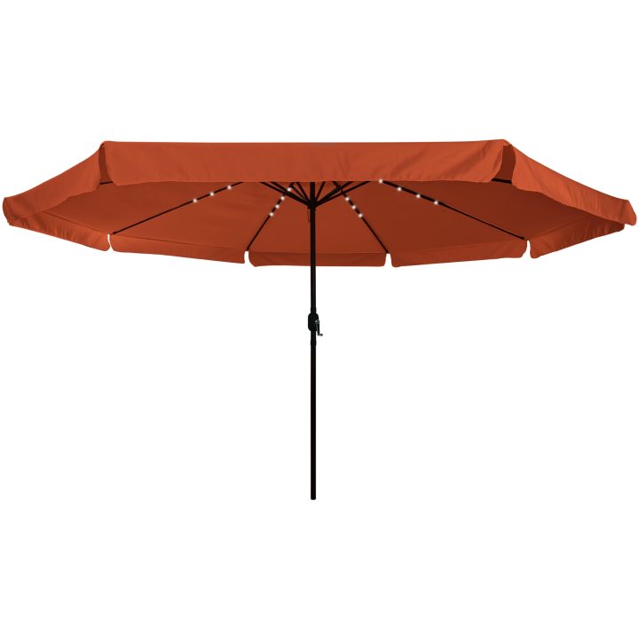 Trädgårdsparasol med LED-lampor ø395x245 cm Terrakotta vidaXL Large – bild 3
