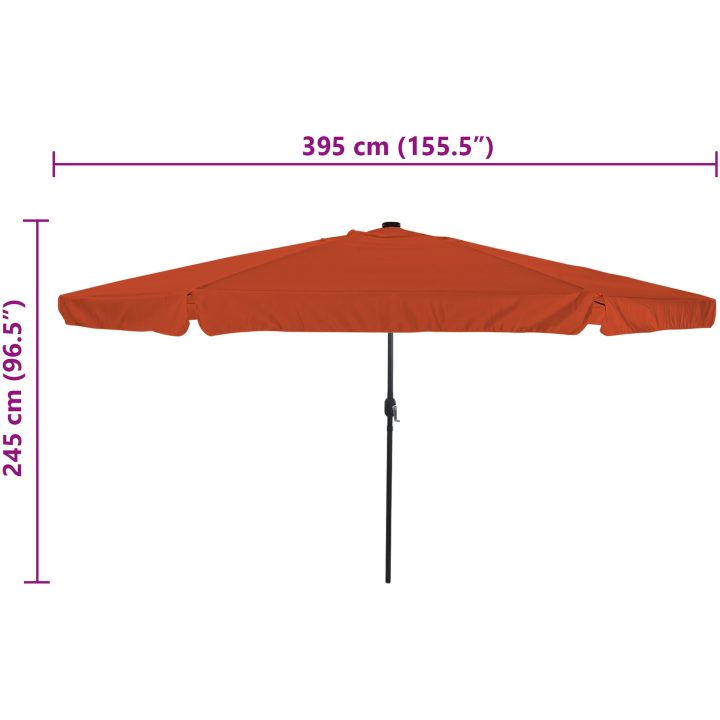 Trädgårdsparasol med LED-lampor ø395x245 cm Terrakotta vidaXL Large – bild 8