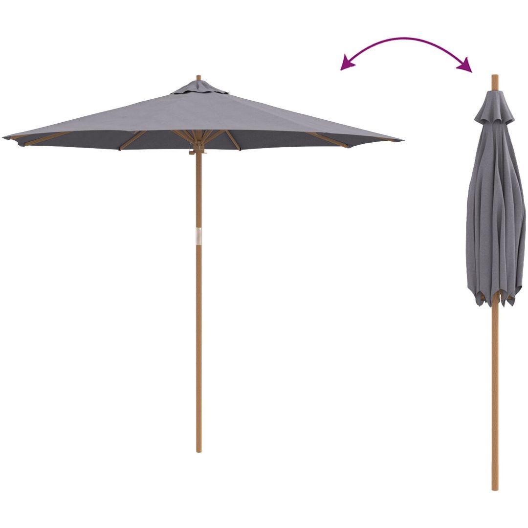 Trädgårdsparasol Mörkgrå 270x260 cm i bambu vidaXL 270 x 270 x 260 cm – bild 6