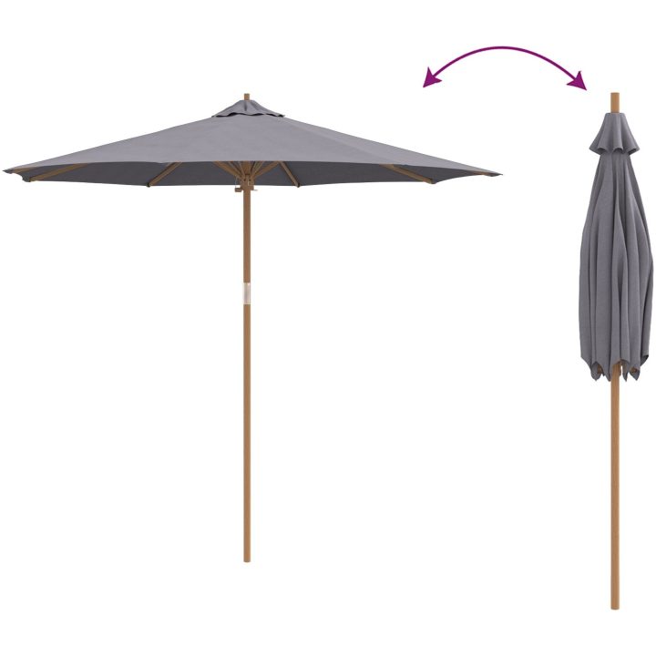 Trädgårdsparasol Mörkgrå 270x260 cm i bambu vidaXL 270 x 270 x 260 cm – bild 6