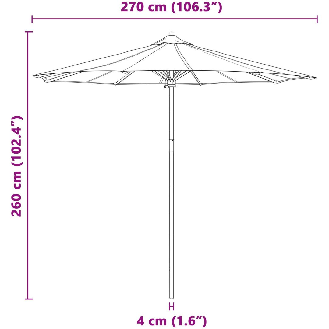 Trädgårdsparasol Mörkgrå 270x260 cm i bambu vidaXL 270 x 270 x 260 cm – bild 7