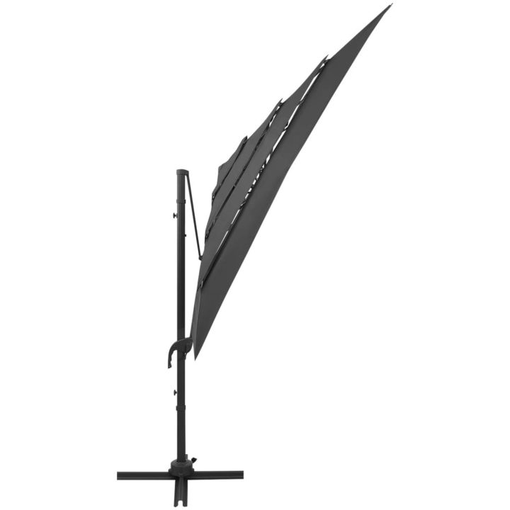 Trädgårdsparasoll 4-nivåer aluminiumstång antracit 250x250 cm vidaXL – bild 4