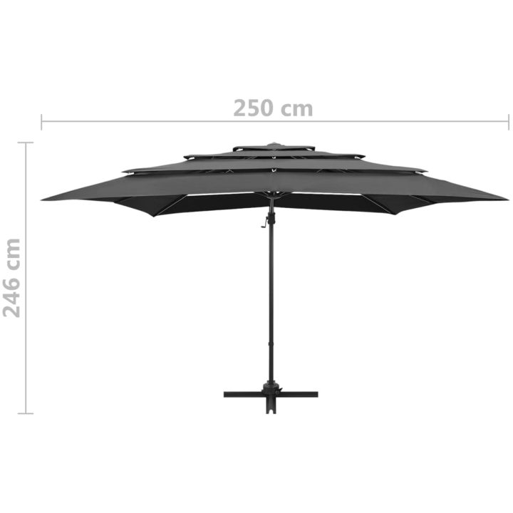 Trädgårdsparasoll 4-nivåer aluminiumstång antracit 250x250 cm vidaXL – bild 9