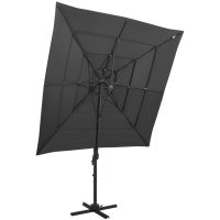 Trädgårdsparasoll 4-nivåer aluminiumstång antracit 250x250 cm vidaXL