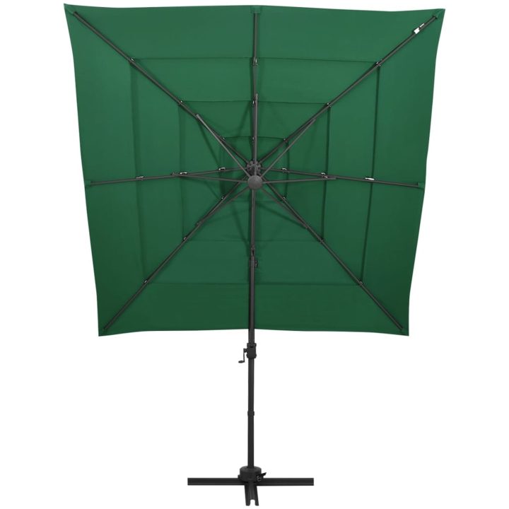 Trädgårdsparasoll 4-nivåer aluminiumstång grön 250x250 cm vidaXL – bild 2