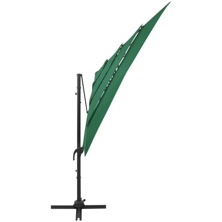 Trädgårdsparasoll 4-nivåer aluminiumstång grön 250x250 cm vidaXL – bild 4
