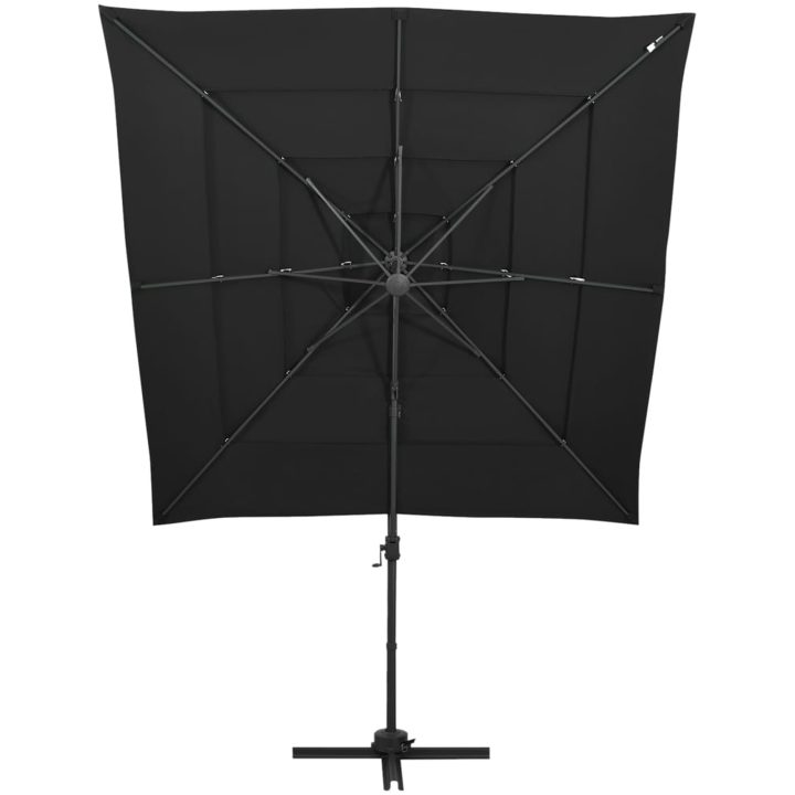 Trädgårdsparasoll 4-nivåer aluminiumstång svart 250x250 cm vidaXL – bild 2