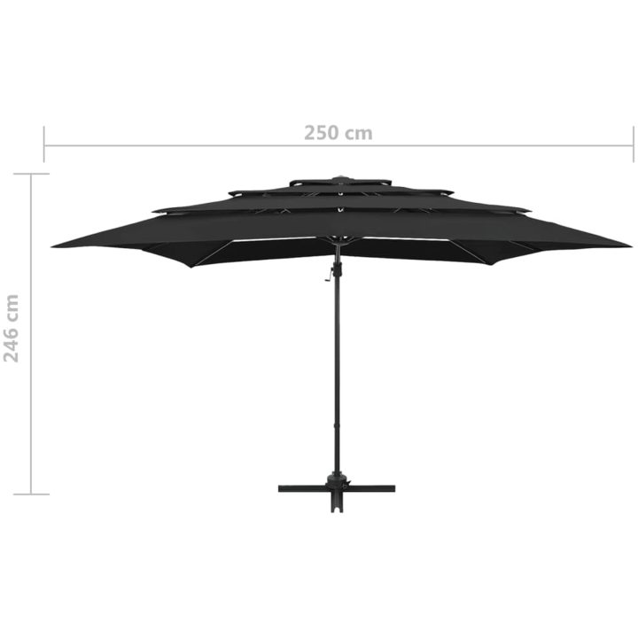 Trädgårdsparasoll 4-nivåer aluminiumstång svart 250x250 cm vidaXL – bild 9