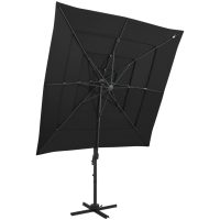Trädgårdsparasoll 4-nivåer aluminiumstång svart 250x250 cm vidaXL