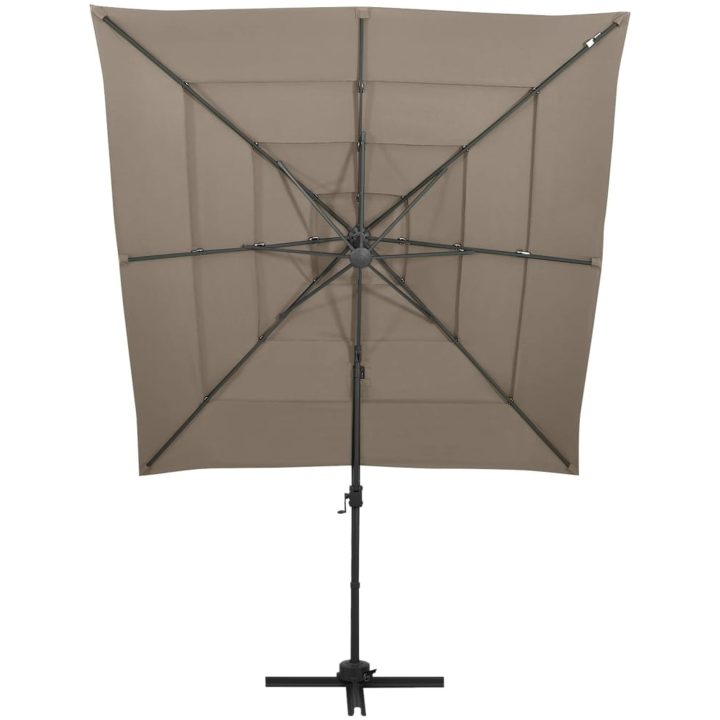 Trädgårdsparasoll 4-nivåer aluminiumstång taupe 250x250 cm vidaXL – bild 2