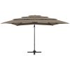 Trädgårdsparasoll 4-nivåer aluminiumstång taupe 250x250 cm vidaXL – miniatyr 6