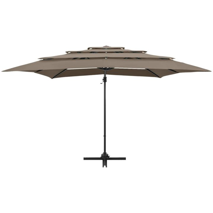 Trädgårdsparasoll 4-nivåer aluminiumstång taupe 250x250 cm vidaXL – bild 6
