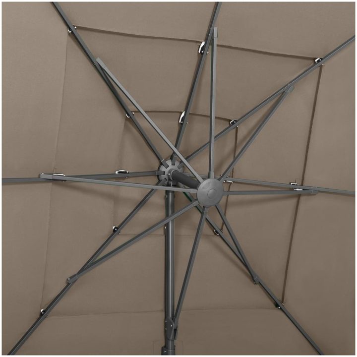 Trädgårdsparasoll 4-nivåer aluminiumstång taupe 250x250 cm vidaXL – bild 7