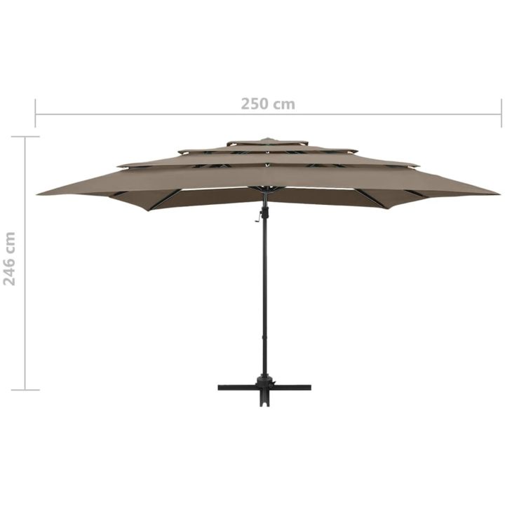 Trädgårdsparasoll 4-nivåer aluminiumstång taupe 250x250 cm vidaXL – bild 9