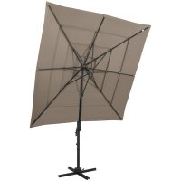 Trädgårdsparasoll 4-nivåer aluminiumstång taupe 250x250 cm vidaXL
