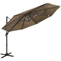 Trädgårdsparasoll 4-nivåer aluminiumstång taupe 3x3 m vidaXL