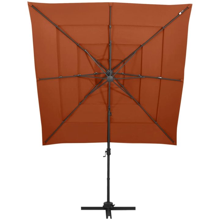 Trädgårdsparasoll 4-nivåer aluminiumstång terrakotta 250x250 cm vidaXL – bild 2