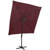 Trädgårdsparasoll 4-nivåer aluminiumstång vinröd 250x250 cm vidaXL – miniatyr 1