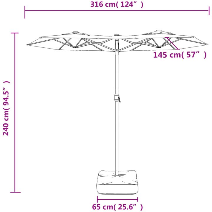 Trädgårdsparasoll dubbelt grön 316x240 cm vidaXL – bild 8