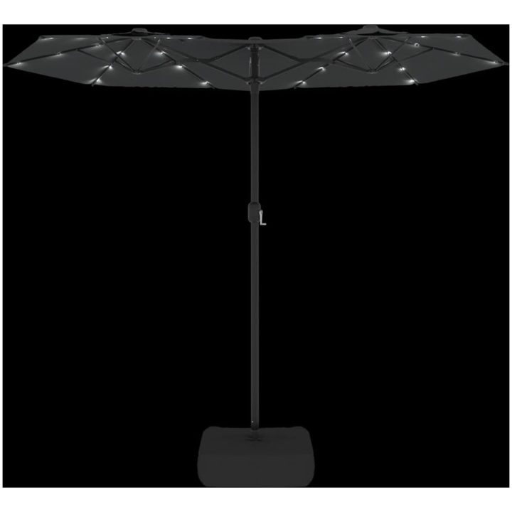 Trädgårdsparasoll dubbelt med LEDs antracit 316x240 cm vidaXL – bild 6