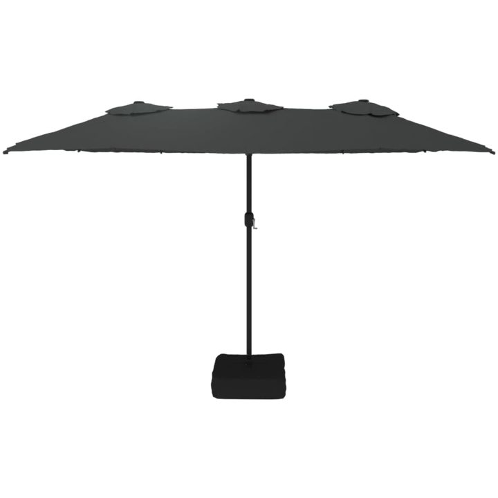 Trädgårdsparasoll dubbelt med LEDs antracit 449x245 cm vidaXL – bild 4