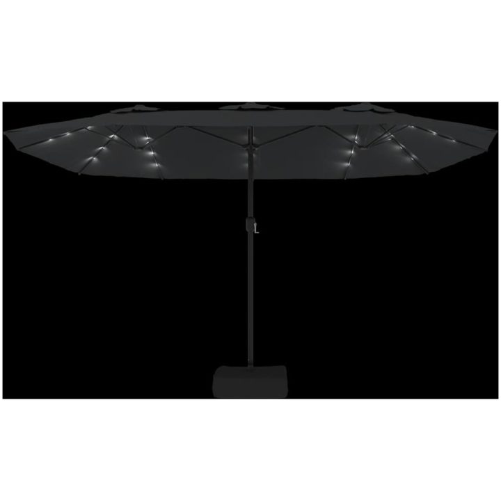 Trädgårdsparasoll dubbelt med LEDs antracit 449x245 cm vidaXL – bild 6