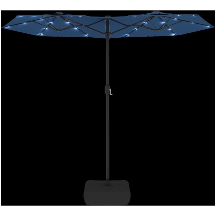 Trädgårdsparasoll dubbelt med LEDs azurblå 316x240 cm vidaXL – bild 6