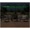 Trädgårdsparasoll dubbelt med LEDs grön 449x245 cm vidaXL – miniatyr 3