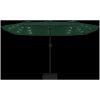 Trädgårdsparasoll dubbelt med LEDs grön 449x245 cm vidaXL – miniatyr 6