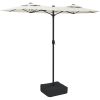 Trädgårdsparasoll dubbelt med LEDs sandvit 316x240 cm vidaXL – miniatyr 2