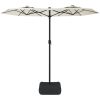Trädgårdsparasoll dubbelt med LEDs sandvit 316x240 cm vidaXL – miniatyr 4