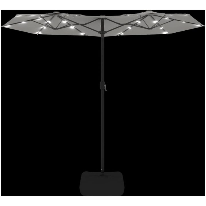 Trädgårdsparasoll dubbelt med LEDs sandvit 316x240 cm vidaXL – bild 6