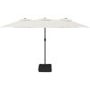 Trädgårdsparasoll dubbelt med LEDs sandvit 449x245 cm vidaXL – miniatyr 4