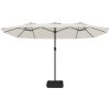 Trädgårdsparasoll dubbelt med LEDs sandvit 449x245 cm vidaXL – miniatyr 5