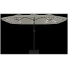 Trädgårdsparasoll dubbelt med LEDs sandvit 449x245 cm vidaXL – miniatyr 6