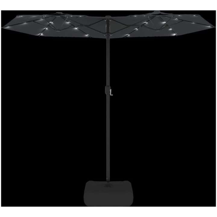 Trädgårdsparasoll dubbelt med LEDs svart 316x240 cm vidaXL – bild 6