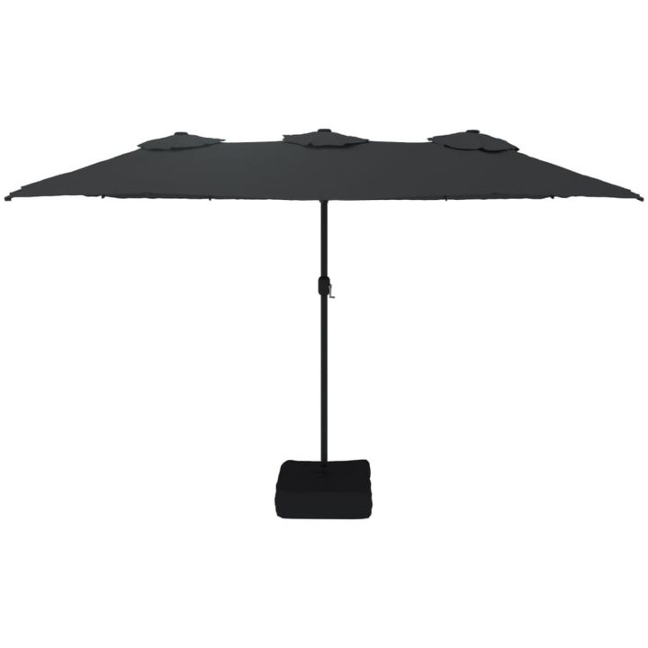 Trädgårdsparasoll dubbelt med LEDs svart 449x245 cm vidaXL – bild 4