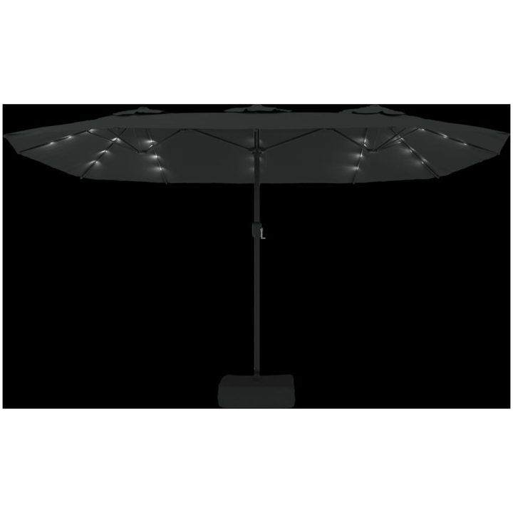 Trädgårdsparasoll dubbelt med LEDs svart 449x245 cm vidaXL – bild 6