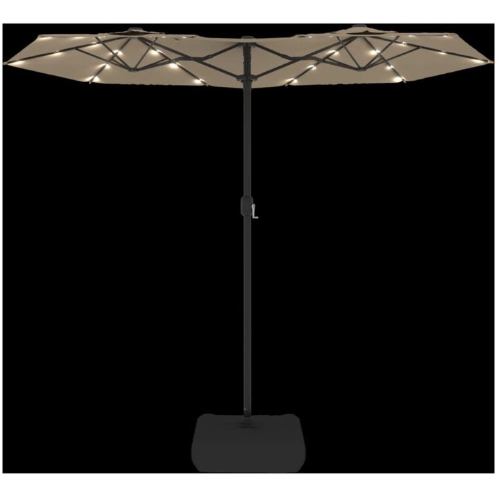 Trädgårdsparasoll dubbelt med LEDs taupe 316x240 cm vidaXL – bild 6