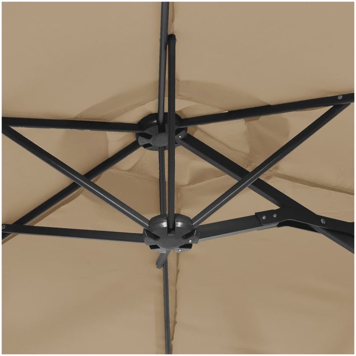 Trädgårdsparasoll dubbelt med LEDs taupe 316x240 cm vidaXL – bild 8