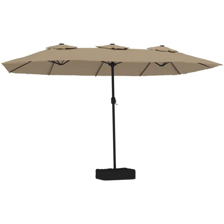 Trädgårdsparasoll dubbelt med LEDs taupe 449x245 cm vidaXL – bild 2